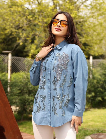 Embroidered Sequin Shirt