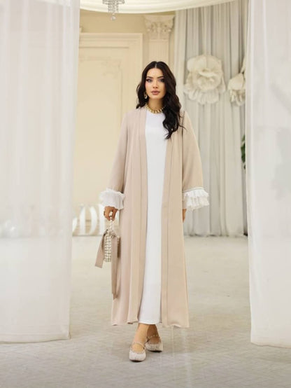 Elegant Ruffle-Cuff 3-Piece Abaya Set