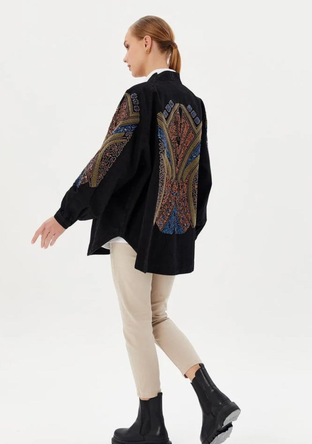 Embroidered Artisan Kimono Jacket – Embellished Handcrafted Detail